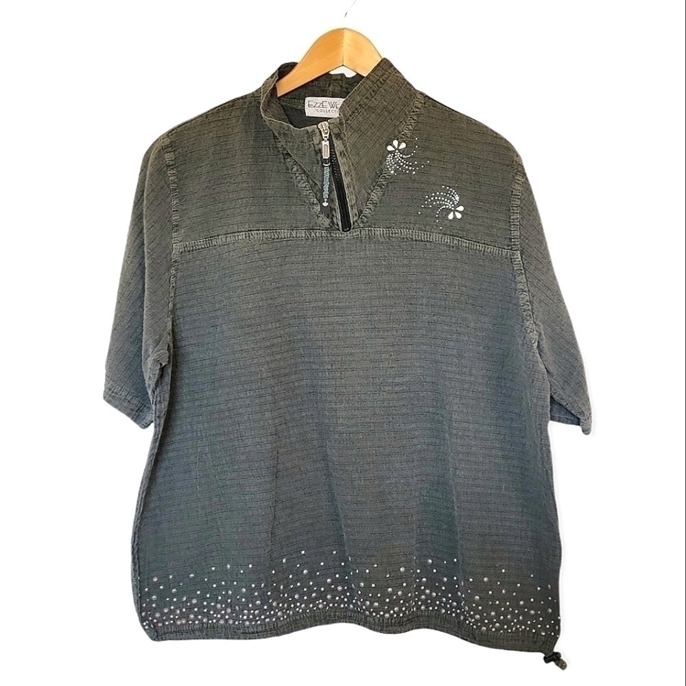 EZZE Wear Zipper Cotton Top | size MEDIUM